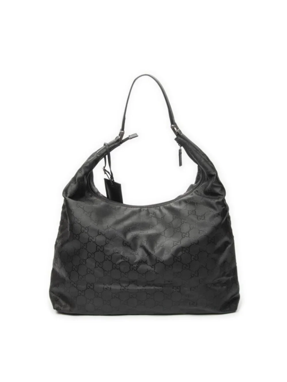 Gucci Large Zip Hobo Black GG Nylon Canvas